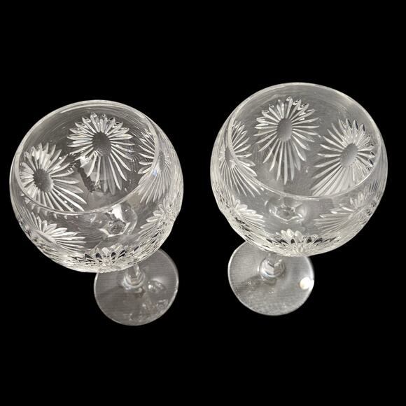 Waterford Crystal Daisy Cut Goblets Pair 8" Tall Vintage Ireland Glasses - Picture 1 of 4
